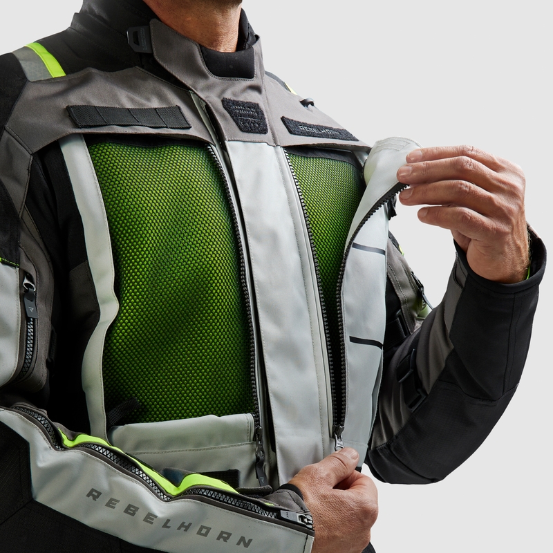 Giacca da moto Rebelhorn Cubby V nera-grigia-giallo fluo