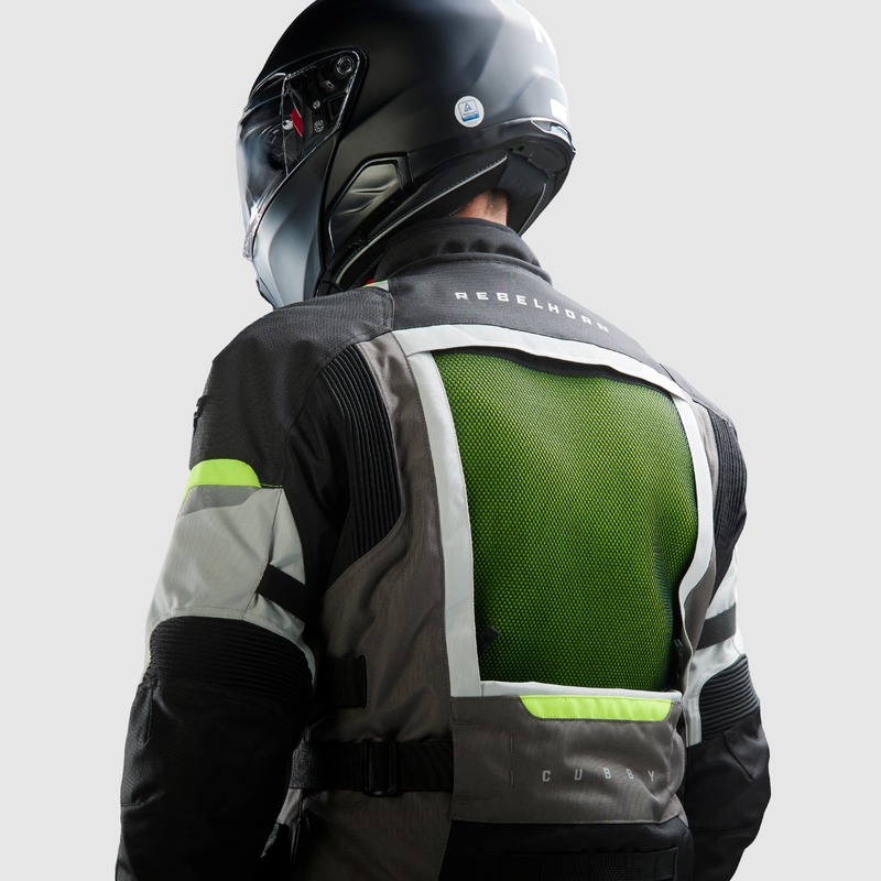 Giacca da moto Rebelhorn Cubby V nera-grigia-giallo fluo