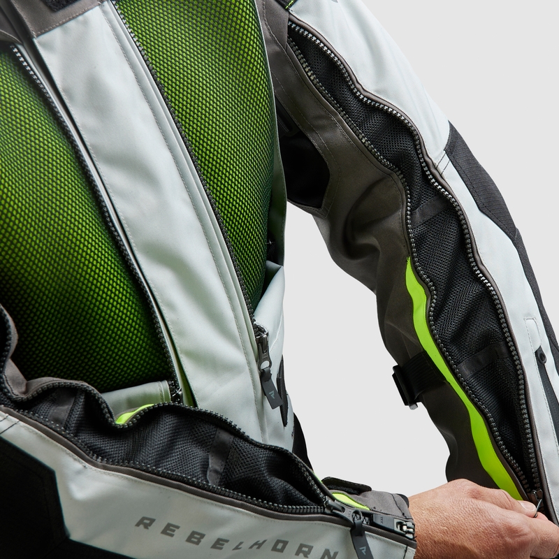 Giacca da moto Rebelhorn Cubby V nera-grigia-giallo fluo