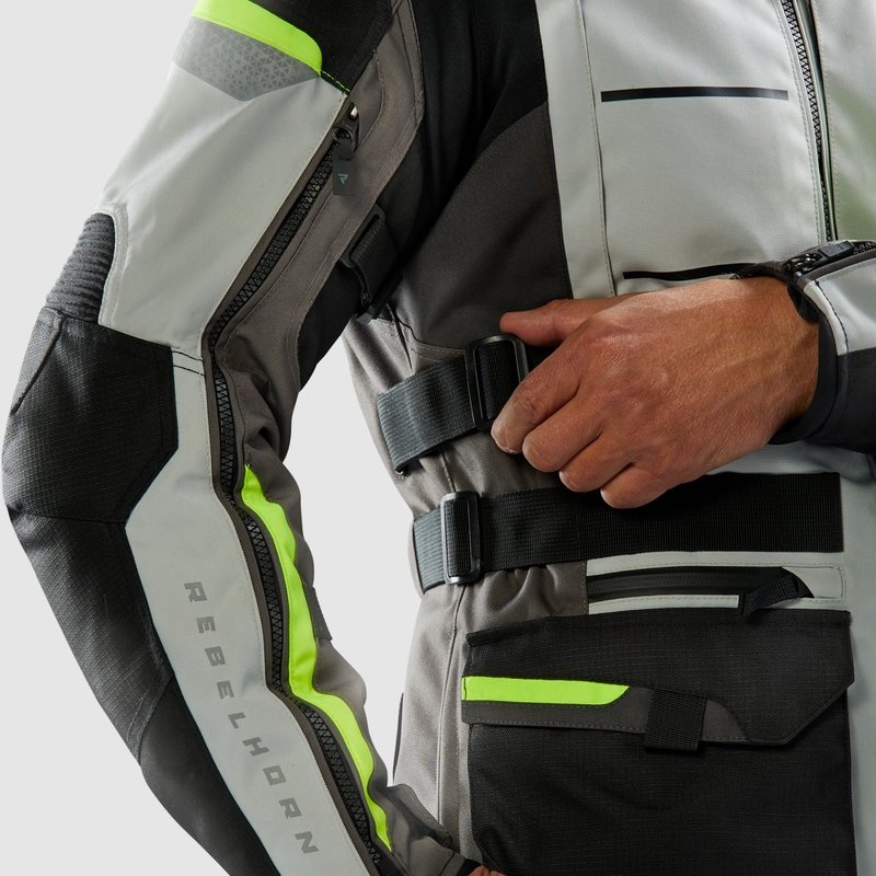 Giacca da moto Rebelhorn Cubby V nera-grigia-giallo fluo