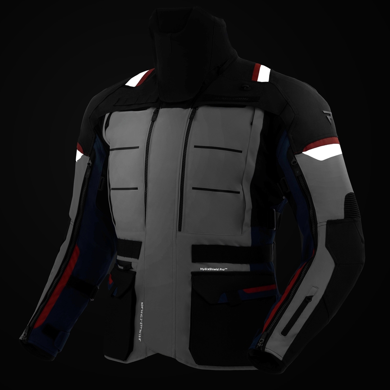 Giacca da motociclista Rebelhorn Cubby V blu-grigio-rosso