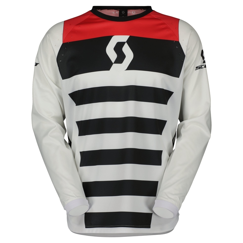 Maglia da motocross Scott EVO RACE bianco-rosso