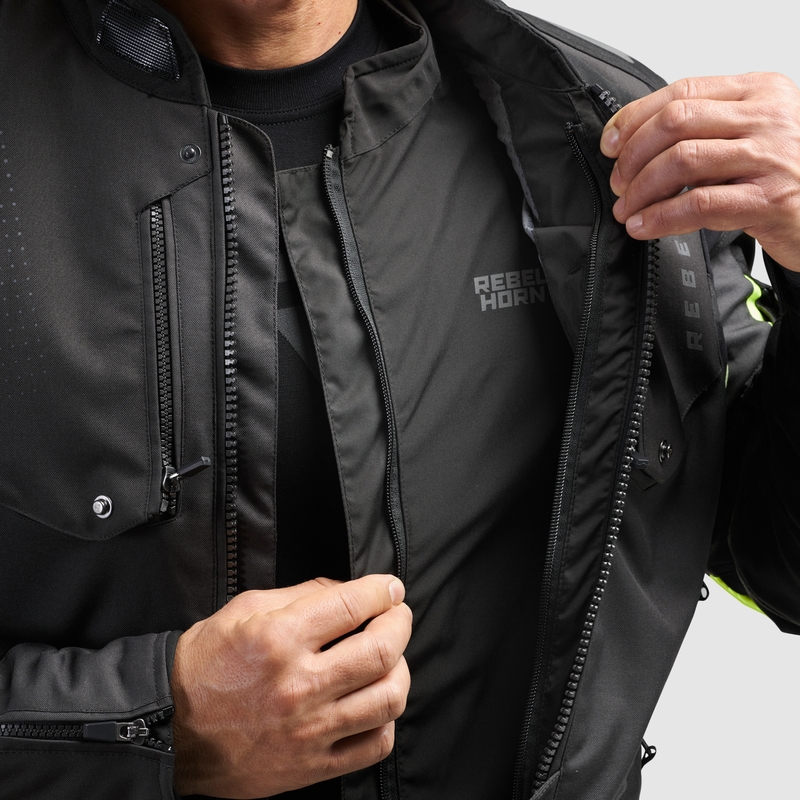 Giacca da moto Rebelhorn Hiker IV nero-antracite-giallo fluo