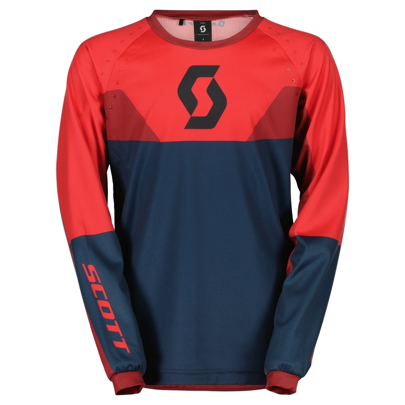 Maglia da motocross da bambino Scott EVO TRACK blu-rosso neon