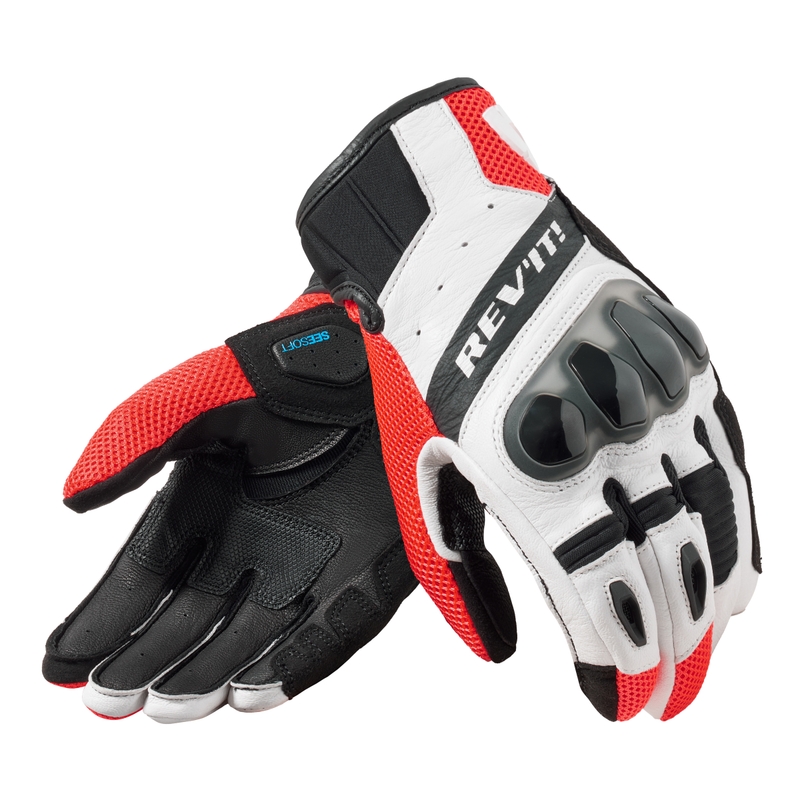 Guanti moto Revit Ritmo nero-rosso fluo