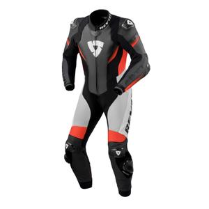 Tuta da moto in pelle nera e rossa Revit Control