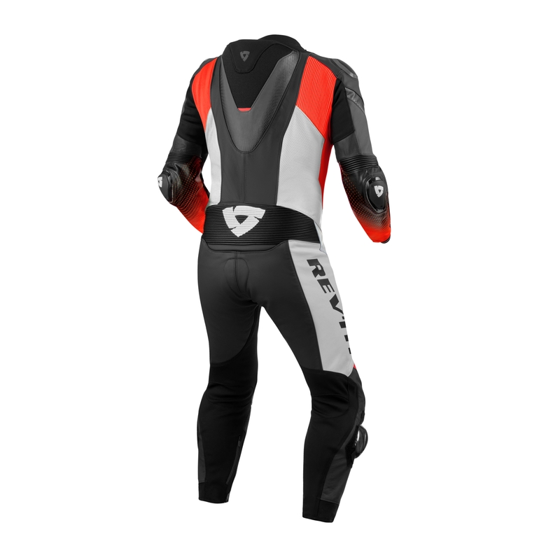 Tuta da moto in pelle nera e rossa Revit Control
