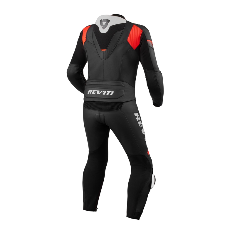 Tuta in pelle Revit Combi Argon 2 nero-rosso fluo