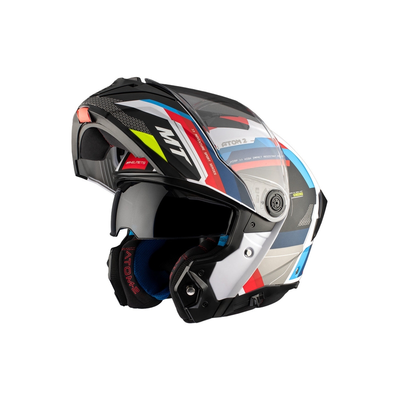 MT ATOM 2 SV BAST A0 casco moto nero-blu-rosso-bianco perla