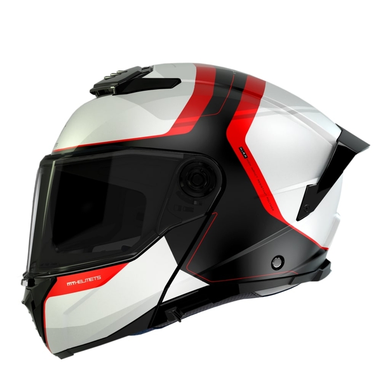 Casco moto MT ATOM 2 SV EMALLA B0 bianco-nero-rosso opaco