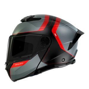 Casco moto MT ATOM 2 SV EMALLA B15 grigio-nero-rosso opaco