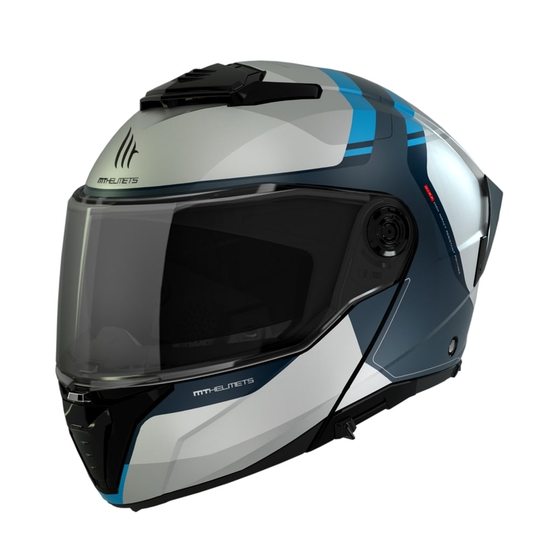 Casco moto MT ATOM 2 SV EMALLA C17 bianco-blu-turchese opaco