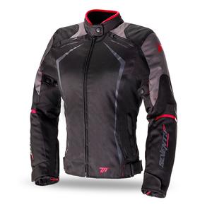 Giacca da moto da donna SEVENTY DEGREES SD-JR49 nero-rosso