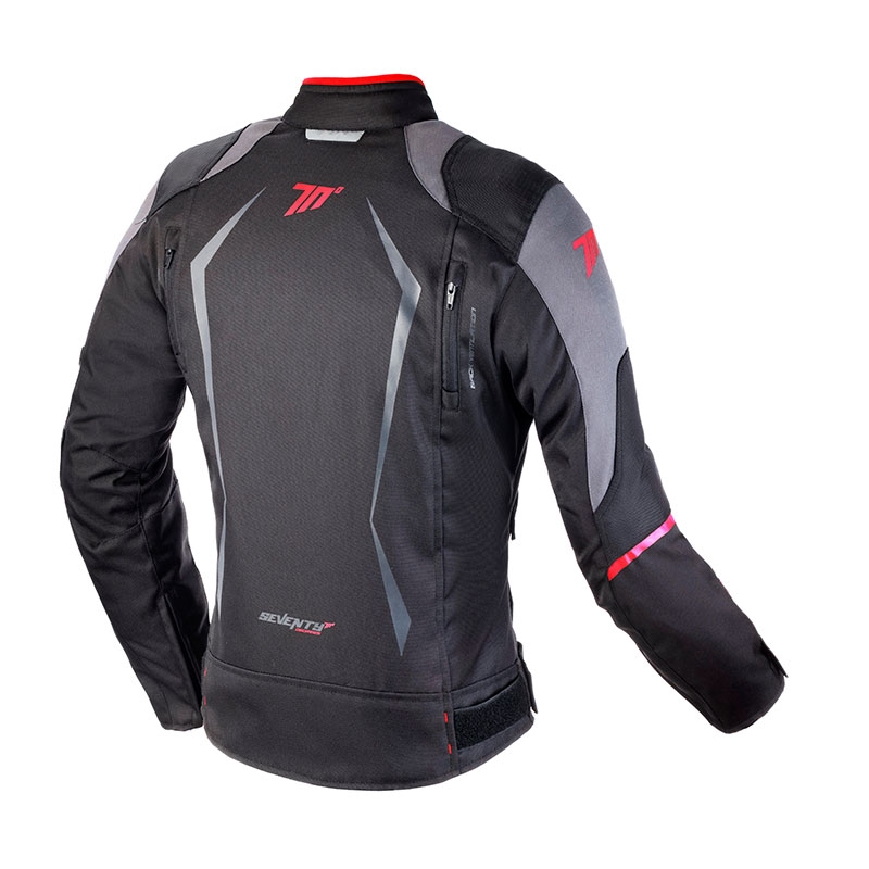 Giacca da moto da donna SEVENTY DEGREES SD-JR49 nero-rosso