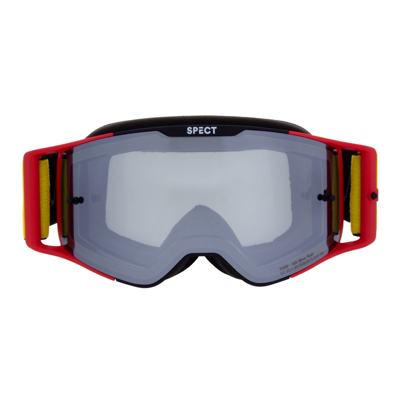 Occhiali da motocross Red Bull Spect TORP neri e rossi con vetro affumicato