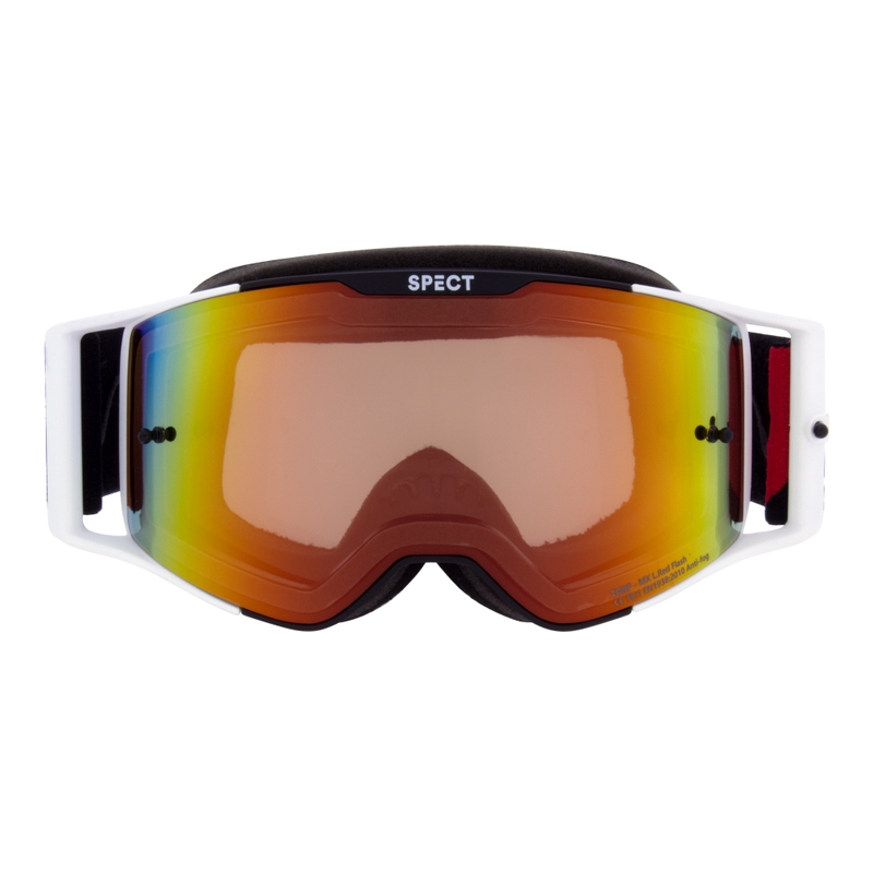 Occhiali da motocross Red Bull Spect TORP in bianco e nero con lenti rosse