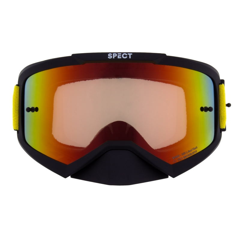 Occhiali da motocross Red Bull Spect EVAN neri con lenti giallo-rosse