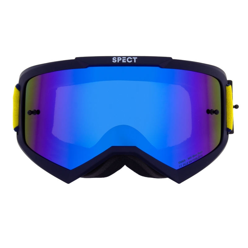 Occhiali da motocross Red Bull Spect EVAN blu scuro con lenti blu
