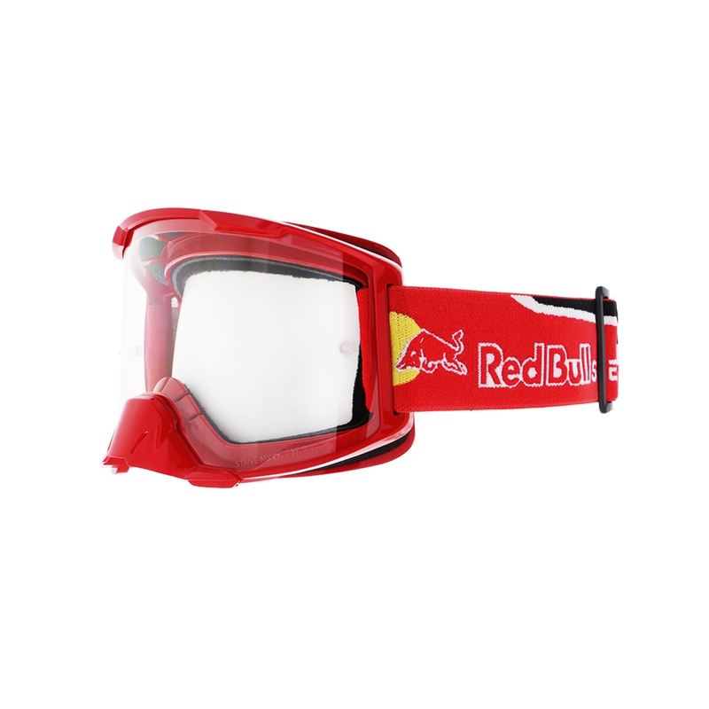 Occhiali da motocross Red Bull Spect STRIVE S rossi con lenti trasparenti