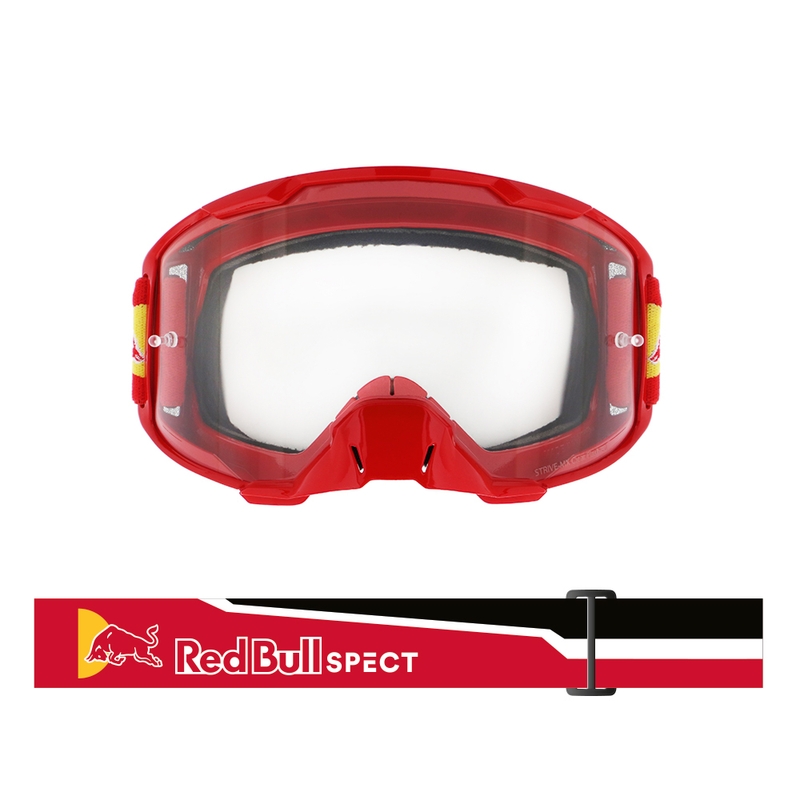 Occhiali da motocross Red Bull Spect STRIVE S rossi con lenti trasparenti