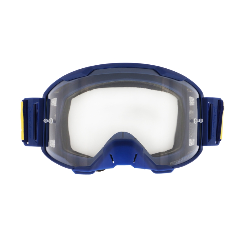Occhiali da motocross Red Bull Spect STRIVE S blu scuro con lenti trasparenti