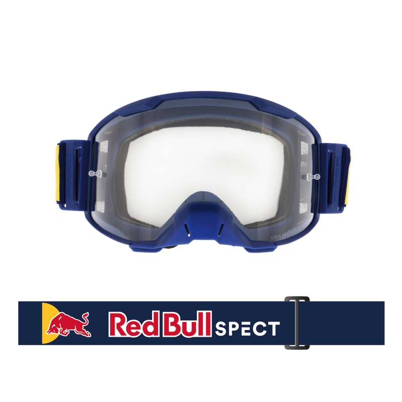 Occhiali da motocross Red Bull Spect STRIVE S blu scuro con lenti trasparenti