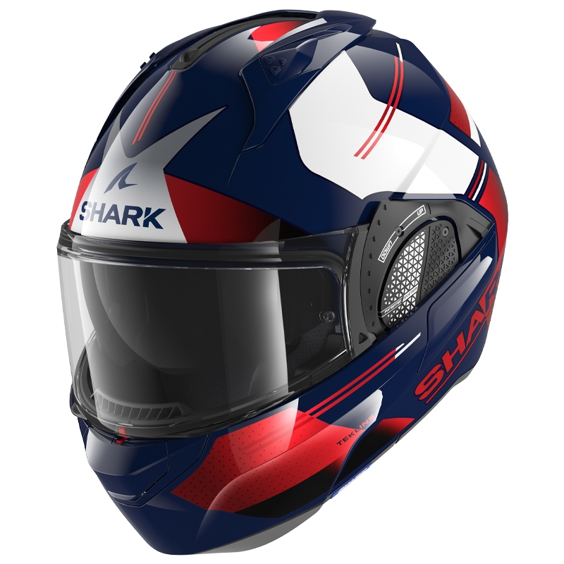 Casco SHARK EVO-GT Tekline blu-bianco-rosso ribaltabile