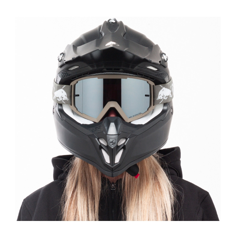 Occhiali da motocross Red Bull Spect WHIP grigio scuro con lenti trasparenti