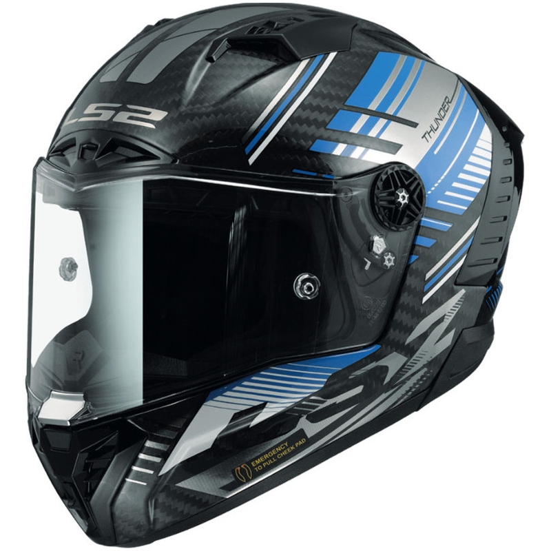 Casco moto LS2 FF805 Thunder Carbon Volt Nero-Blu Integrale