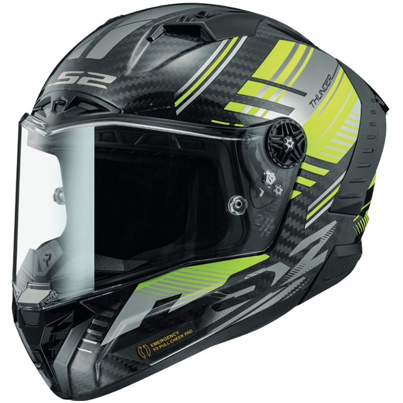 Casco moto integrale LS2 FF805 Thunder Carbon Volt nero-giallo fluo
