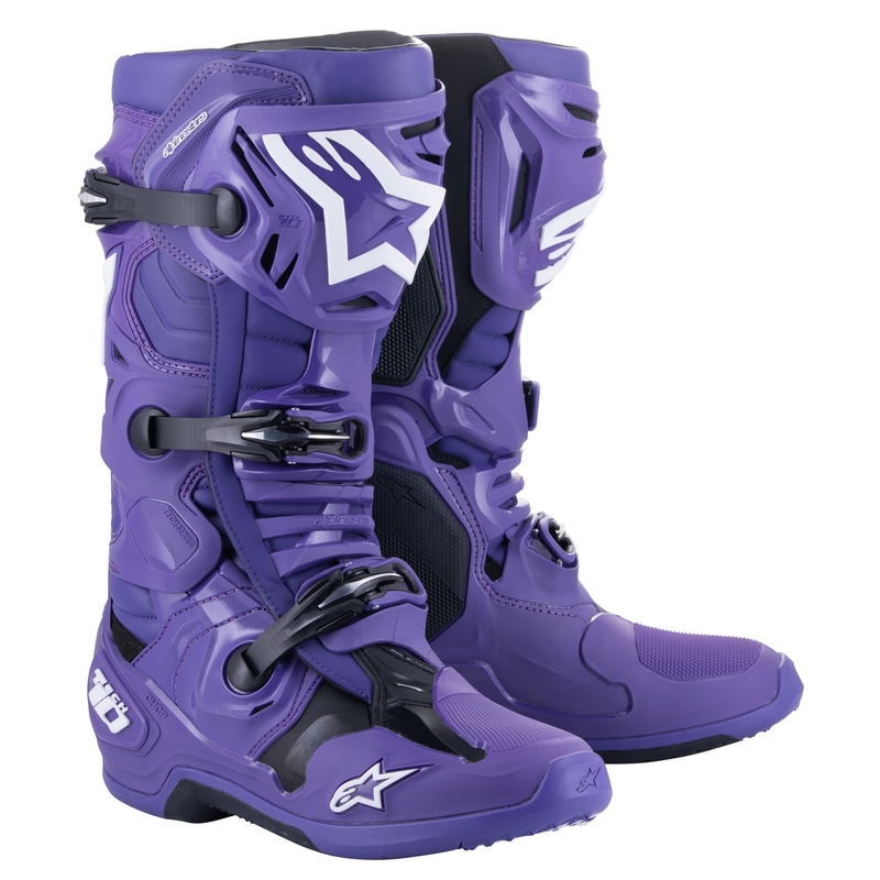 Stivali da moto Alpinestars Tech 10 viola-nero-bianco