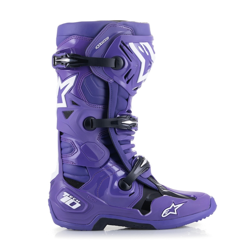 Stivali da moto Alpinestars Tech 10 viola-nero-bianco