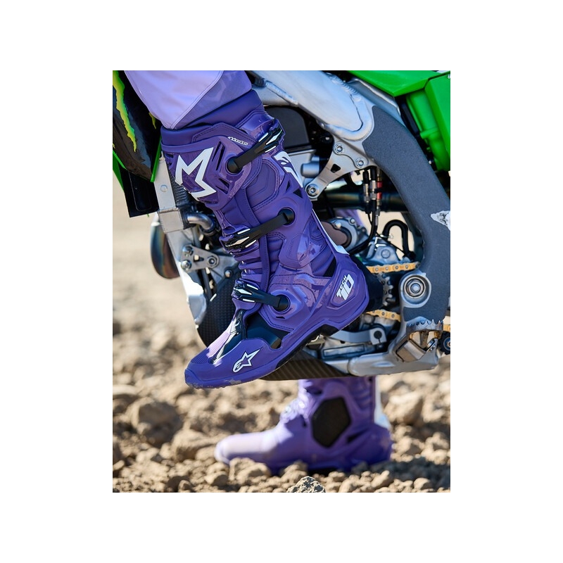 Stivali da moto Alpinestars Tech 10 viola-nero-bianco