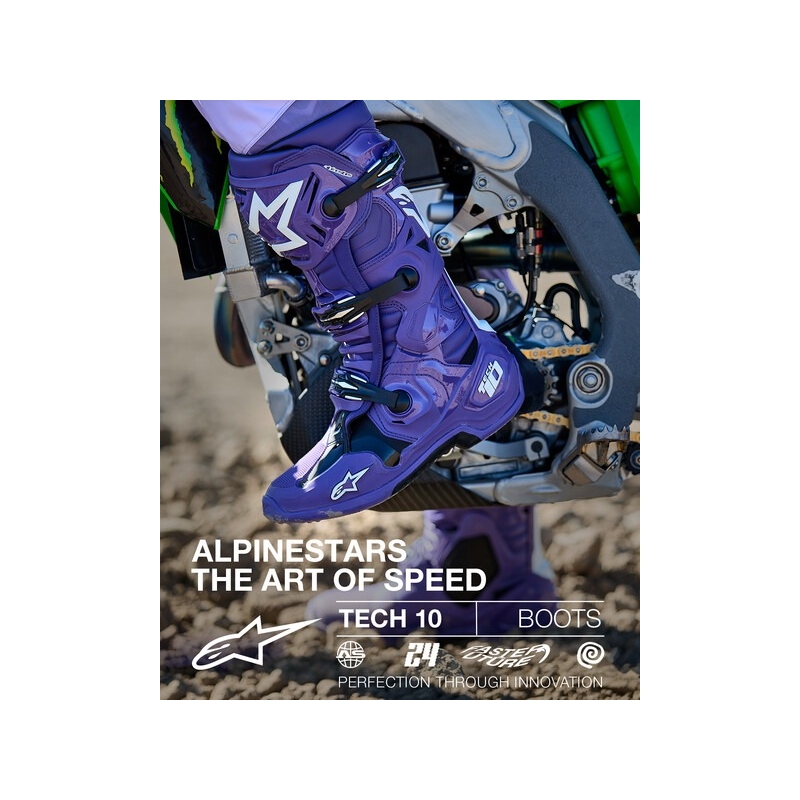 Stivali da moto Alpinestars Tech 10 viola-nero-bianco