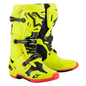 Stivali da moto Alpinestars Tech 10 2024 Giallo Fluo Rosso Fluo