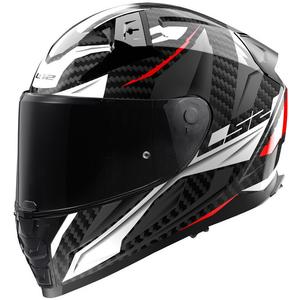 Casco moto integrale LS2 FF811 Vector II Carbon Savage bianco-rosso-grigio