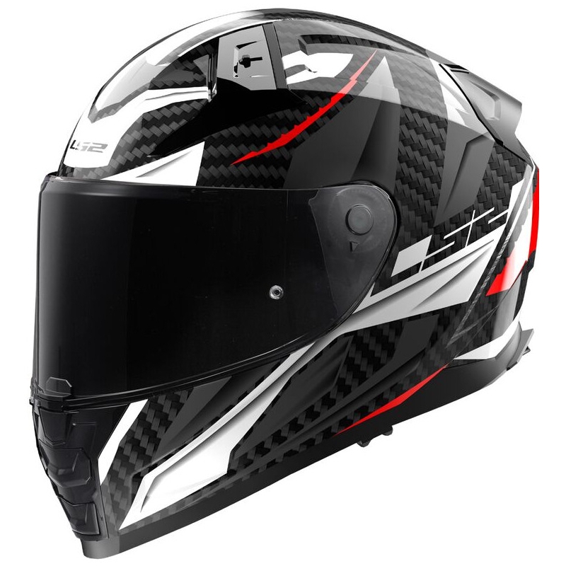 Casco moto integrale LS2 FF811 Vector II Carbon Savage bianco-rosso-grigio