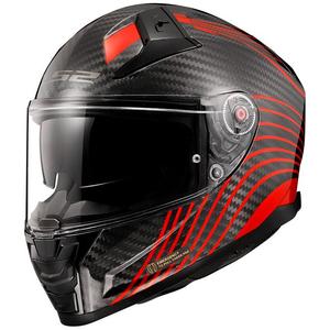 LS2 FF811 Vector II Carbon Flux Nero-Rosso Casco moto integrale