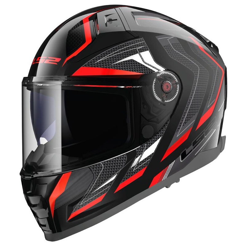 Casco moto integrale LS2 FF811 Vector II Alizer nero e rosso