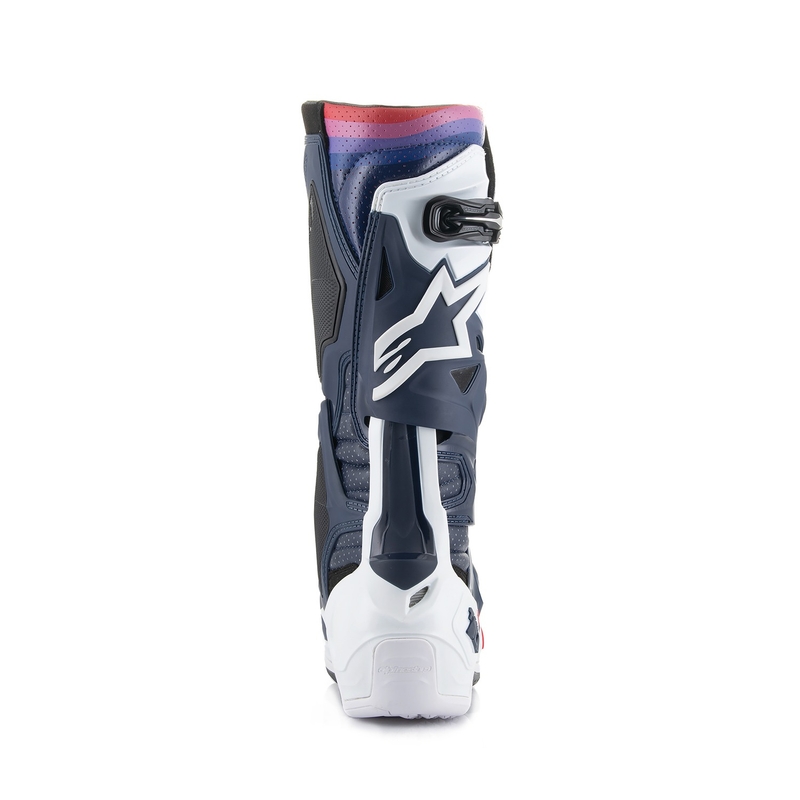 Stivali da moto perforati Alpinestars Tech 10 Supervented blu scuro-bianco-rosso-viola