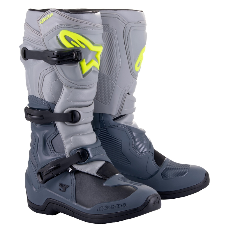 Stivali da moto Alpinestars Tech 3 grigio chiaro-nero-giallo fluo