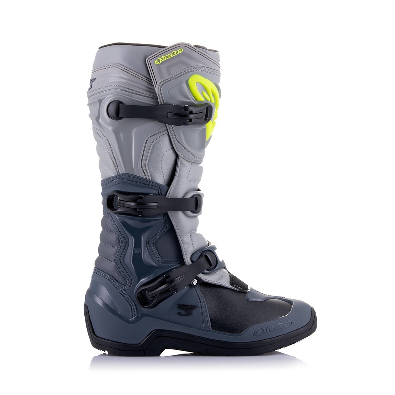 Stivali da moto Alpinestars Tech 3 grigio chiaro-nero-giallo fluo
