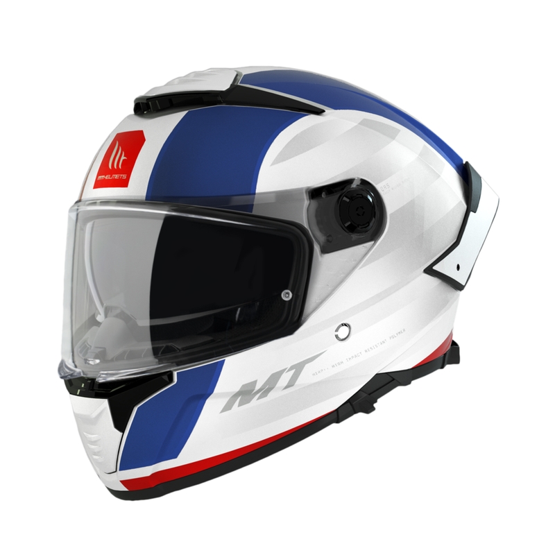 Casco moto integrale MT THUNDER 4 SV TREADS C7 bianco-blu