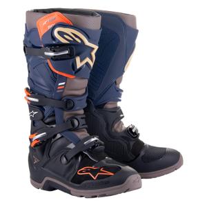 Stivali moto Alpinestars Tech 7 Enduro Drystar 2024 Blu-Grigio-Arancione-Nero