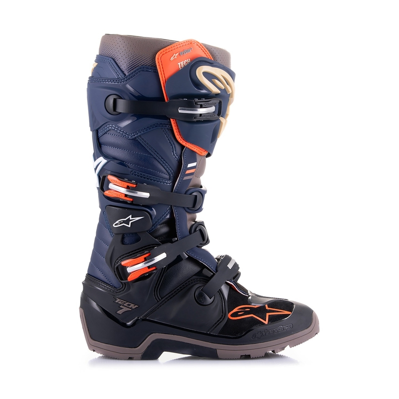 Stivali moto Alpinestars Tech 7 Enduro Drystar Blu-Grigio-Arancione-Nero