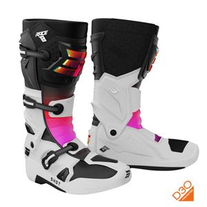 Stivali da moto Shot Race 8 olografico bianco-nero-rosa