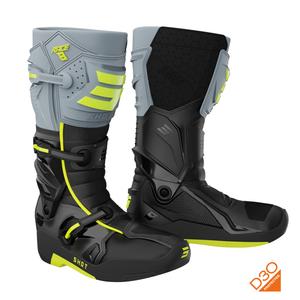 Stivali da moto Shot Race 8 nero-grigio-giallo fluo