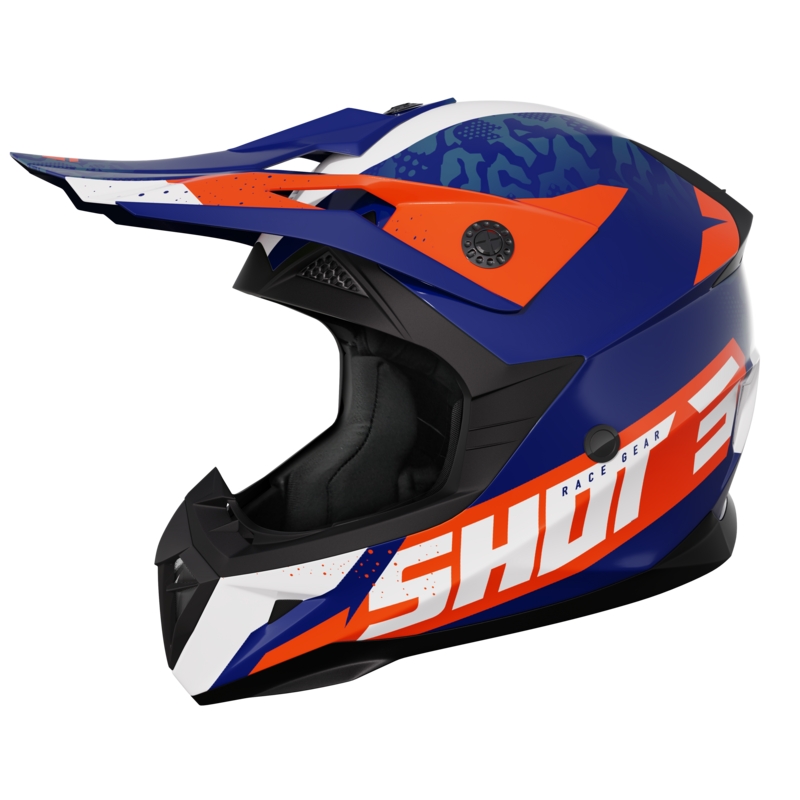 Casco da motocross lucido Shot Pulse Airfit blu-bianco-arancione Saldi