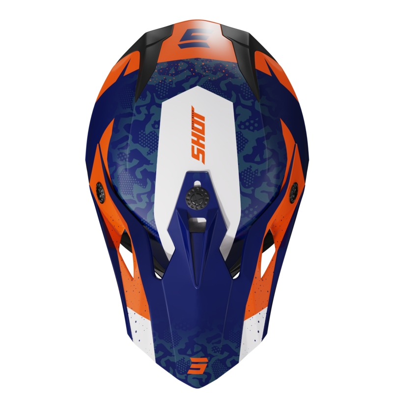 Casco da motocross lucido Shot Pulse Airfit blu-bianco-arancione Saldi