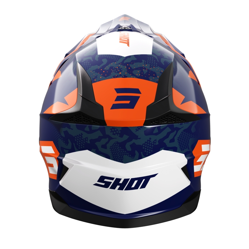 Casco da motocross lucido Shot Pulse Airfit blu-bianco-arancione Saldi